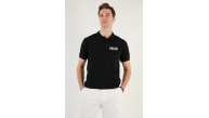 Erkek Polo Yaka Tişört Düğmeli Pike Baskılı T-Shirt - Siyah Erkek Polo Yaka Tişört Düğmeli Pike Baskılı T-Shirt - Siyah