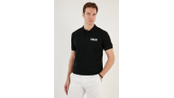 Erkek Polo Yaka Tişört Düğmeli Pike Baskılı T-Shirt - Siyah Erkek Polo Yaka Tişört Düğmeli Pike Baskılı T-Shirt - Siyah