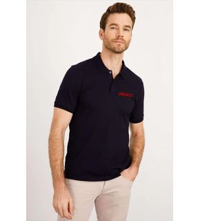 Erkek Pike Polo Yaka Tişört Düğmeli Baskılı T-Shirt - Beyaz