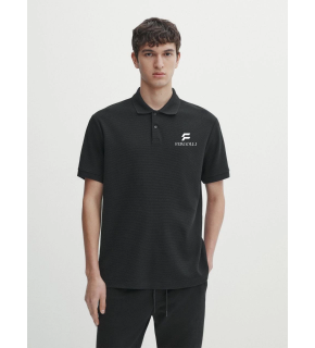 Erkek Pike Polo Yaka Tişört Düğmeli Baskılı T-Shirt - Beyaz
