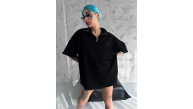 Kadın Yarım Fermuarlı Tişört Kısa kol T-Shirt - Siyah Kadın Yarım Fermuarlı Tişört Kısa kol T-Shirt - Siyah