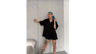 Kadın Yarım Fermuarlı Tişört Düz Oversize T-Shirt - Siyah Kadın Yarım Fermuarlı Tişört Düz Oversize T-Shirt - Siyah
