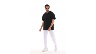 Erkek Yarım Fermuarlı Düz Oversize T-shirt - Siyah Erkek Yarım Fermuarlı Düz Oversize T-shirt - Siyah