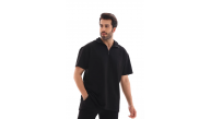 Erkek Yarım Fermuarlı Düz Oversize T-shirt - Siyah Erkek Yarım Fermuarlı Düz Oversize T-shirt - Siyah