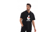 Erkek Yarım Fermuarlı Oversize Baskılı T-Shirt - Siyah Erkek Yarım Fermuarlı Oversize Baskılı T-Shirt - Siyah