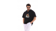 Erkek Yarım Fermuarlı Oversize Baskılı T-Shirt - Siyah Erkek Yarım Fermuarlı Oversize Baskılı T-Shirt - Siyah