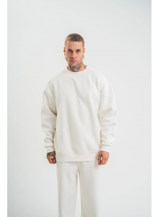 Erkek Uzun Kol Bisiklet Yaka 3 iplik Pamuklu Kışlık SweatShirt - Beyaz Erkek Uzun Kol Bisiklet Yaka 3 iplik Pamuklu Kışlık SweatShirt - Beyaz