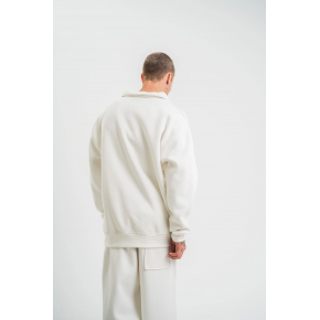 Erkek Uzun Kol Bisiklet Yaka 3 iplik Pamuklu Kışlık SweatShirt  - Beyaz