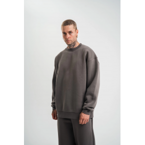 Erkek Uzun Kol Bisiklet Yaka 3 iplik Pamuklu Kışlık SweatShirt  - Füme