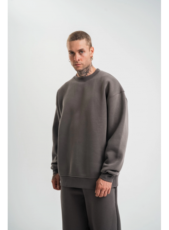 Erkek Uzun Kol Bisiklet Yaka 3 iplik Pamuklu Kışlık SweatShirt - Füme Erkek Uzun Kol Bisiklet Yaka 3 iplik Pamuklu Kışlık SweatShirt - Füme