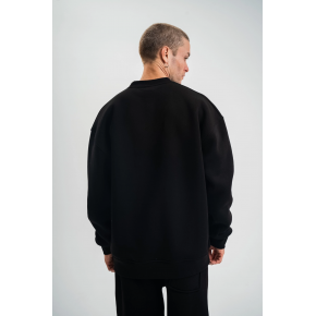 Erkek Uzun Kol Bisiklet Yaka 3 iplik Pamuklu Kışlık SweatShirt - Siyah