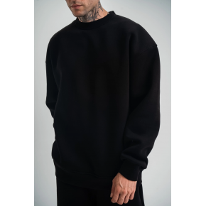 Erkek Uzun Kol Bisiklet Yaka 3 iplik Pamuklu Kışlık SweatShirt - Siyah