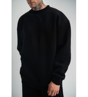 Erkek Uzun Kol Bisiklet Yaka 3 iplik Pamuklu Kışlık SweatShirt - Siyah