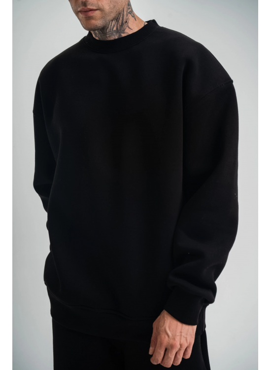 Erkek Uzun Kol Bisiklet Yaka 3 iplik Pamuklu Kışlık SweatShirt - Siyah Erkek Uzun Kol Bisiklet Yaka 3 iplik Pamuklu Kışlık SweatShirt - Siyah