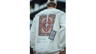 Erkek 3 iplik pamuklu Bisiklet Yaka Baskılı SweatShirt - Beyaz