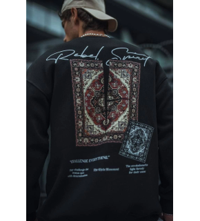 Erkek 3 iplik Pamuklu Bisiklet Yaka Baskılı SweatShirt - Siyah