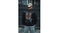 Erkek 3 iplik Pamuklu Bisiklet Yaka Baskılı SweatShirt - Siyah