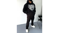 Erkek Kapüşonlu Kanguru Cepli Sweatshirt 3 İplik Pamuklu Baskılı Hoodie - Siyah Erkek Kapüşonlu Kanguru Cepli Sweatshirt 3 İplik Pamuklu Baskılı Hoodie - Siyah