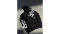 Erkek 3 İplik Pamuklu Kapüşonlu Baskılı Cepli Oversize Sweatshirt Hoodie - Siyah Erkek 3 İplik Pamuklu Kapüşonlu Baskılı Cepli Oversize Sweatshirt Hoodie - Siyah
