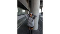 Kadın Kapüşonlu Kanguru Cepli Sweatshirt 3 İplik Pamuklu Baskılı Hoodie - Gri Kadın Kapüşonlu Kanguru Cepli Sweatshirt 3 İplik Pamuklu Baskılı Hoodie - Gri