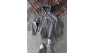 Kadın Kapüşonlu Kanguru Cepli Sweatshirt 3 İplik Pamuklu Baskılı Hoodie - Gri Kadın Kapüşonlu Kanguru Cepli Sweatshirt 3 İplik Pamuklu Baskılı Hoodie - Gri