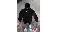 Erkek Kapüşonlu Kanguru Cepli Sweatshirt 3 İplik Pamuklu Baskılı Hoodie - Siyah Erkek Kapüşonlu Kanguru Cepli Sweatshirt 3 İplik Pamuklu Baskılı Hoodie - Siyah