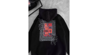 Kadın Kapüşonlu Kanguru Cepli Sweatshirt 3 İplik Pamuklu Baskılı Hoodie - Siyah Kadın Kapüşonlu Kanguru Cepli Sweatshirt 3 İplik Pamuklu Baskılı Hoodie - Siyah