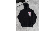Kadın Kapüşonlu Kanguru Cepli Sweatshirt 3 İplik Pamuklu Baskılı Hoodie - Siyah Kadın Kapüşonlu Kanguru Cepli Sweatshirt 3 İplik Pamuklu Baskılı Hoodie - Siyah