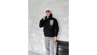 Erkek Kapüşonlu Kanguru Cepli Sweatshirt 3 İplik Pamuklu Baskılı Hoodie - Siyah Erkek Kapüşonlu Kanguru Cepli Sweatshirt 3 İplik Pamuklu Baskılı Hoodie - Siyah