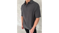 Erkek Polo Yaka Tişört Patlı Kısa Kol Yazlık T-shirt - Antrasit Erkek Polo Yaka Tişört Patlı Kısa Kol Yazlık T-shirt - Antrasit