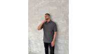 Erkek Polo Yaka Tişört Patlı Kısa Kol Yazlık T-shirt - Antrasit Erkek Polo Yaka Tişört Patlı Kısa Kol Yazlık T-shirt - Antrasit