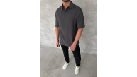 Erkek Polo Yaka Tişört Patlı Kısa Kol Yazlık T-shirt - Antrasit Erkek Polo Yaka Tişört Patlı Kısa Kol Yazlık T-shirt - Antrasit