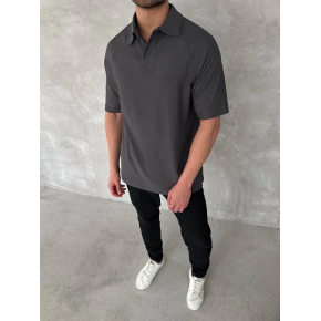 Erkek Polo Yaka Tişört Patlı Kısa Kol Yazlık T-shirt - Antrasit