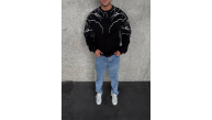 Erkek 3 iplik pamuklu Yıldırım Baskılı Bisiklet Yaka SweatShirt - Siyah Erkek 3 iplik pamuklu Yıldırım Baskılı Bisiklet Yaka SweatShirt - Siyah