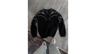 Erkek 3 iplik pamuklu Yıldırım Baskılı Bisiklet Yaka SweatShirt - Siyah Erkek 3 iplik pamuklu Yıldırım Baskılı Bisiklet Yaka SweatShirt - Siyah